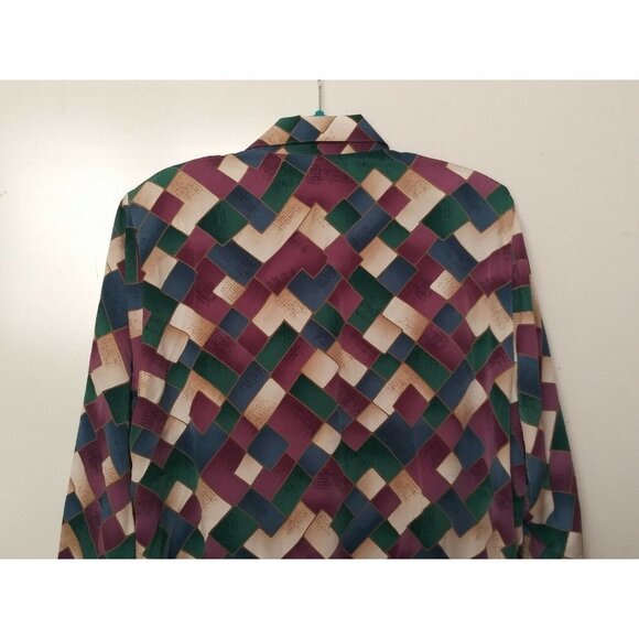 Womens Geometric print Shirt top 20W 2X multicolor ALFRED DUNNER collar buttonup - Picture 6 of 9